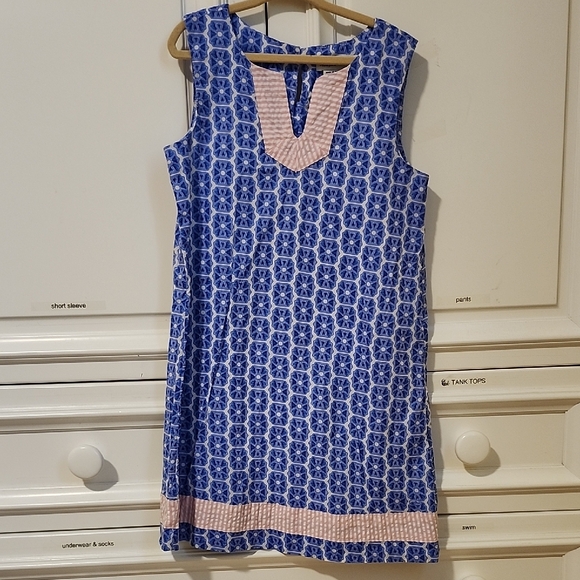 Vineyard Vines Blue and Pink Patterned Mini Dress - Picture 1 of 6